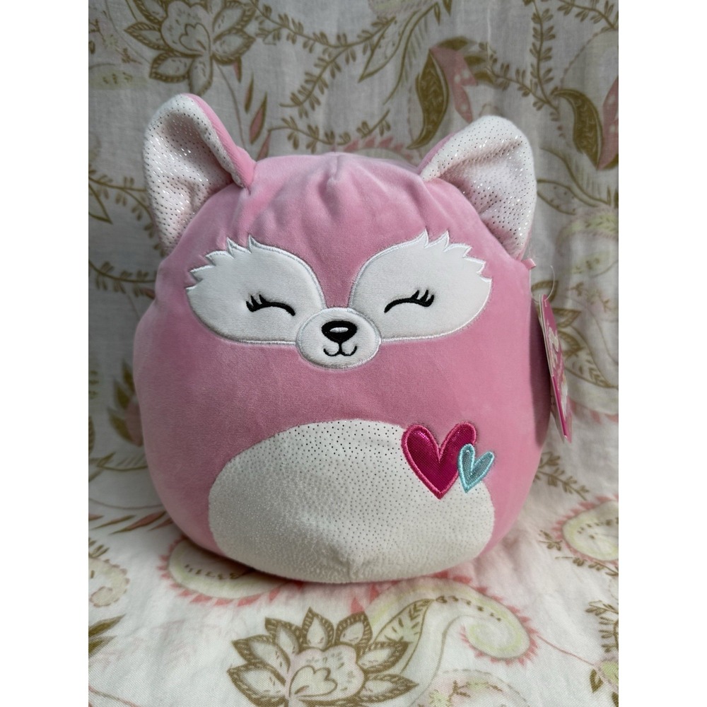 Squishmallows Flora the Fox Pink Plush 10" Kellytoy/Hearts On‎ Belly